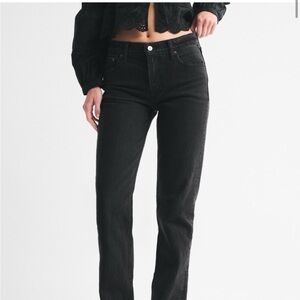 Abercrombie & Fitch Black Straight-Leg Jeans size 27L